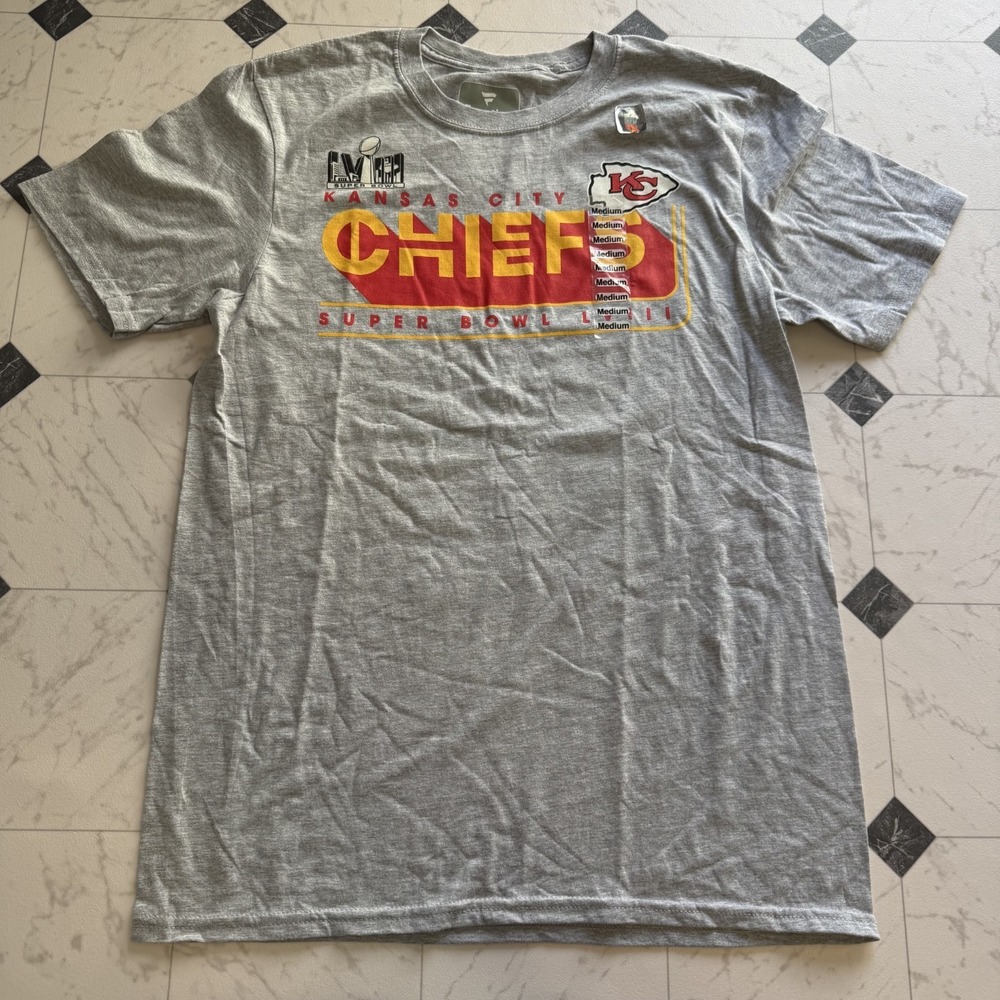 Fanatics Kansas City Chiefs Super Bowl LVII Roster‎ T Shirt Mens M Gray